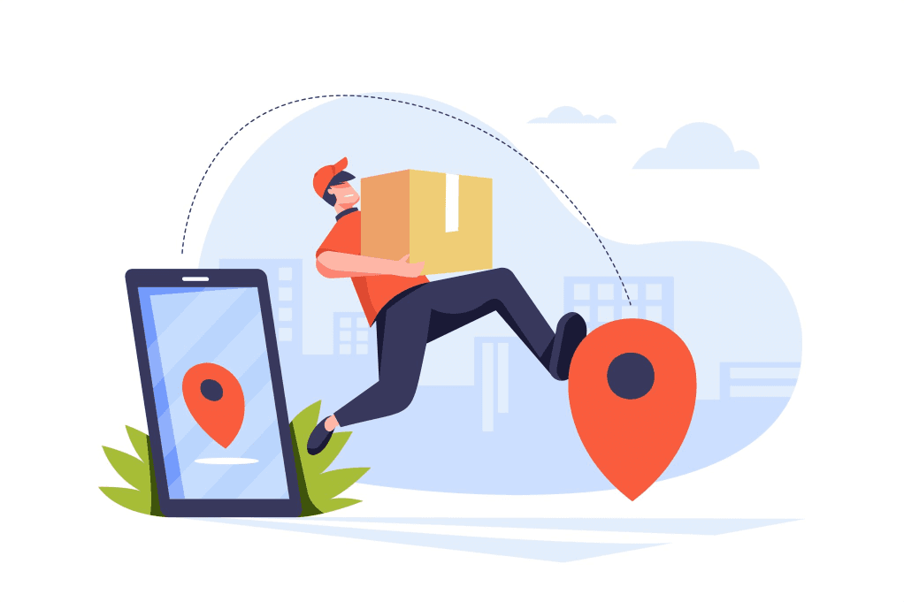 Courier delivering packages